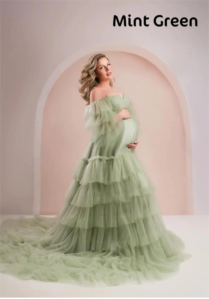 Mint green maternity gown hotsell