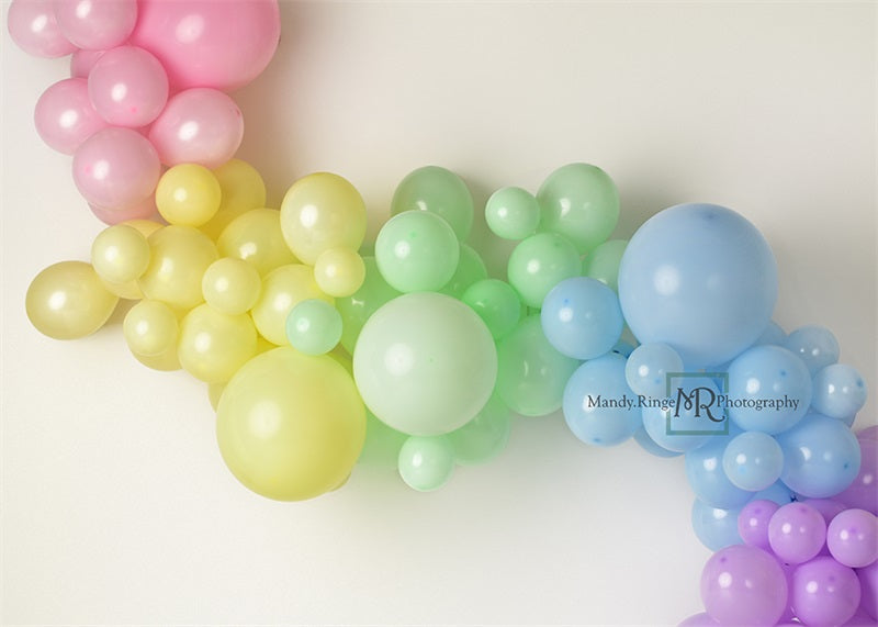 Kate Pastel Rainbow Floor Balloon Backdrop Designed by Mandy Ringe  Photography
