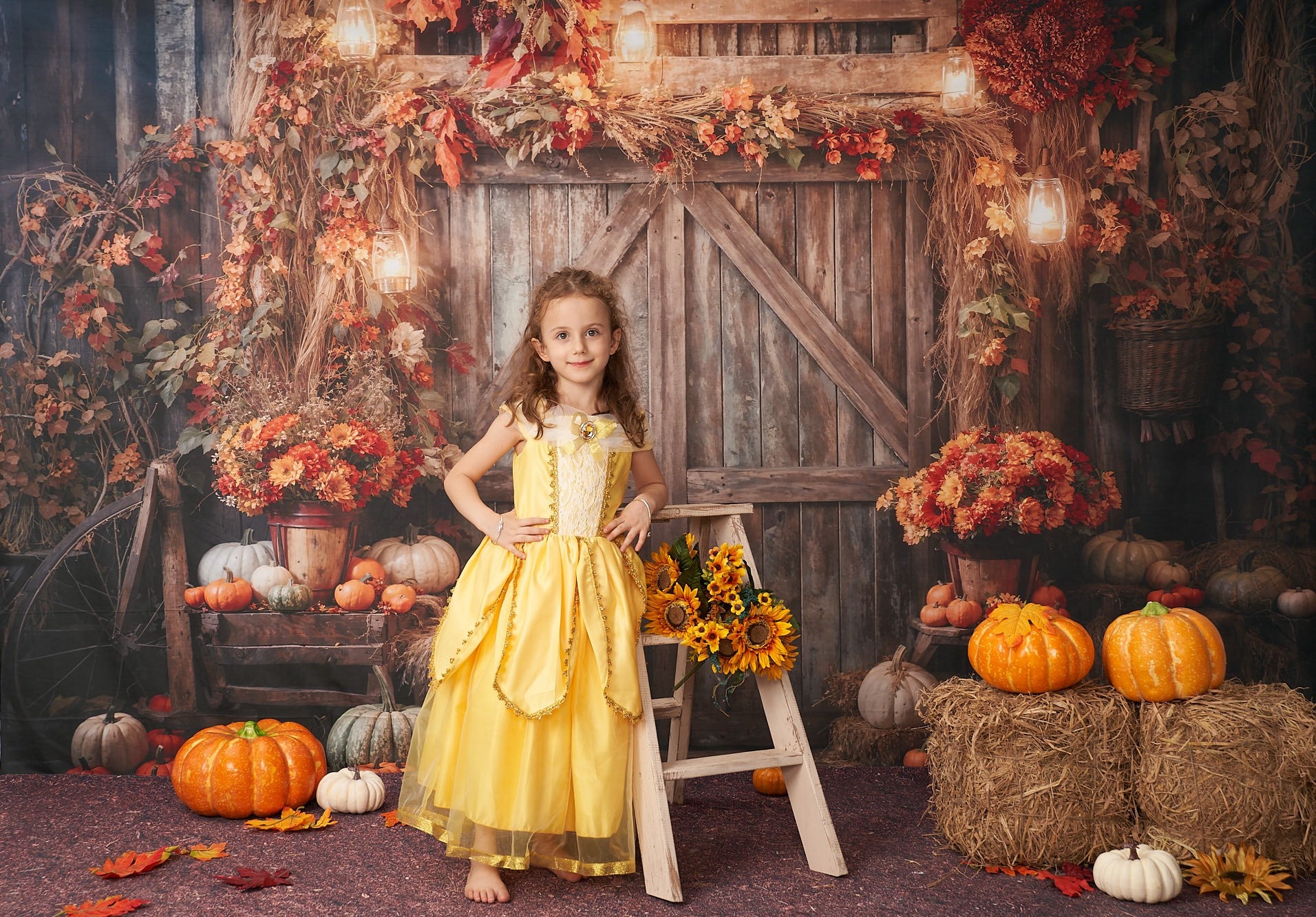 Kate Autumn Leaves Retro Barn Backdrop Designed by Emetselch