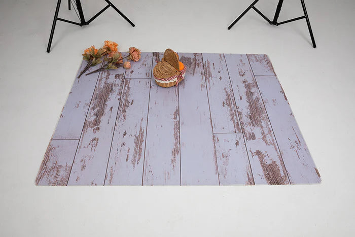 Kate retro white wood rubber floor mat