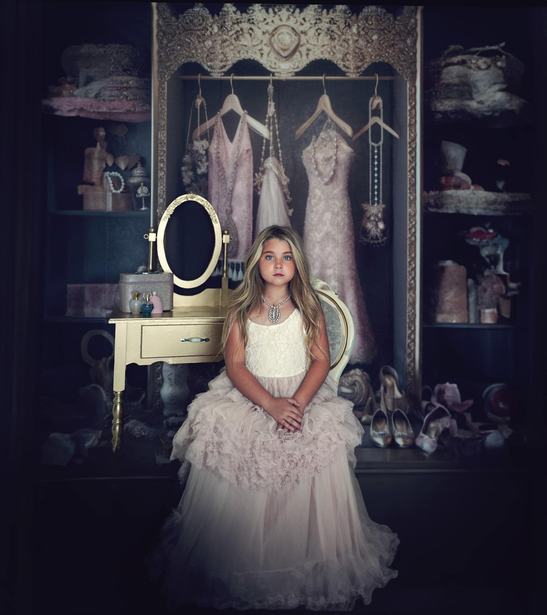 Kate Fancy Princess Dress Up Closet Backdrop Designed by Mandy Ringe Photography