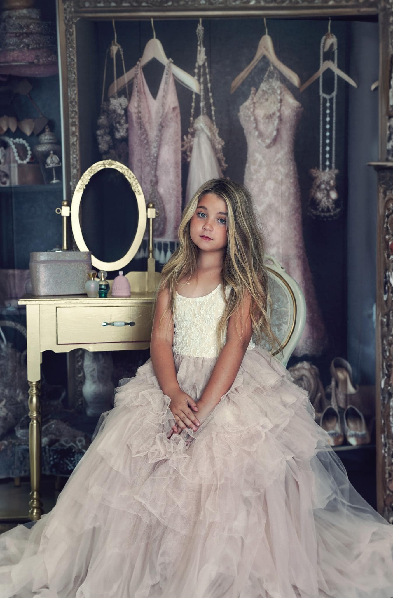 Kate Fancy Princess Dress Up Closet Backdrop Designed by Mandy Ringe Photography