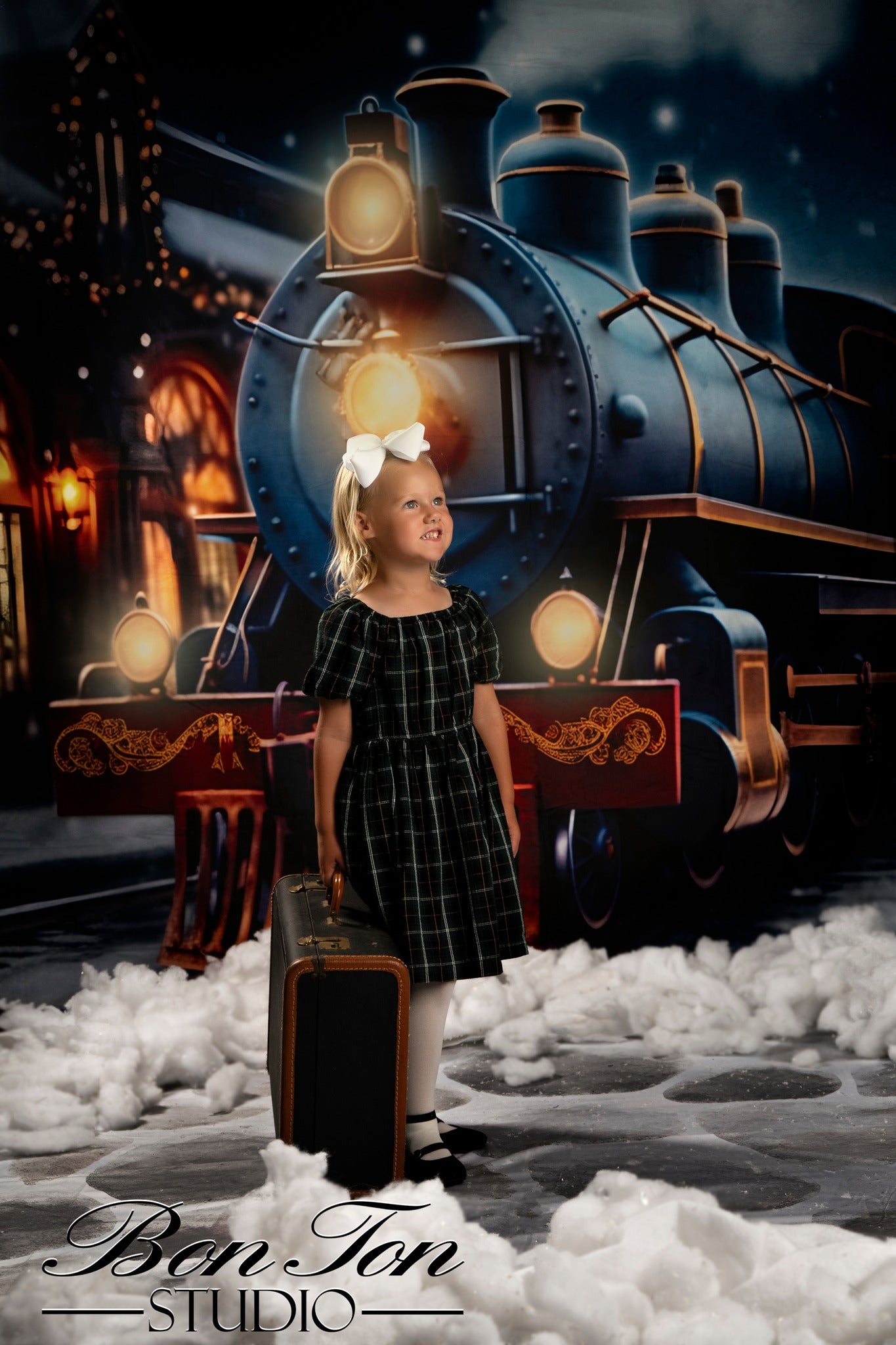 Kate Christmas Winter Train Backdrop for Photography