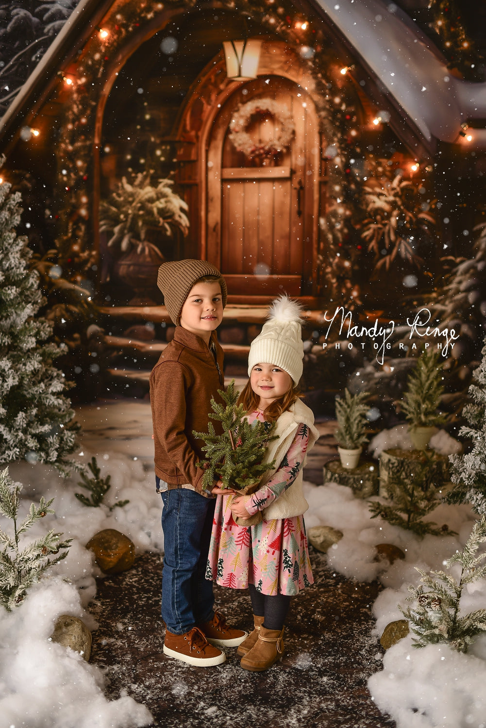 Kate Christmas Wooden House Backdrop Designed by Chain Photography