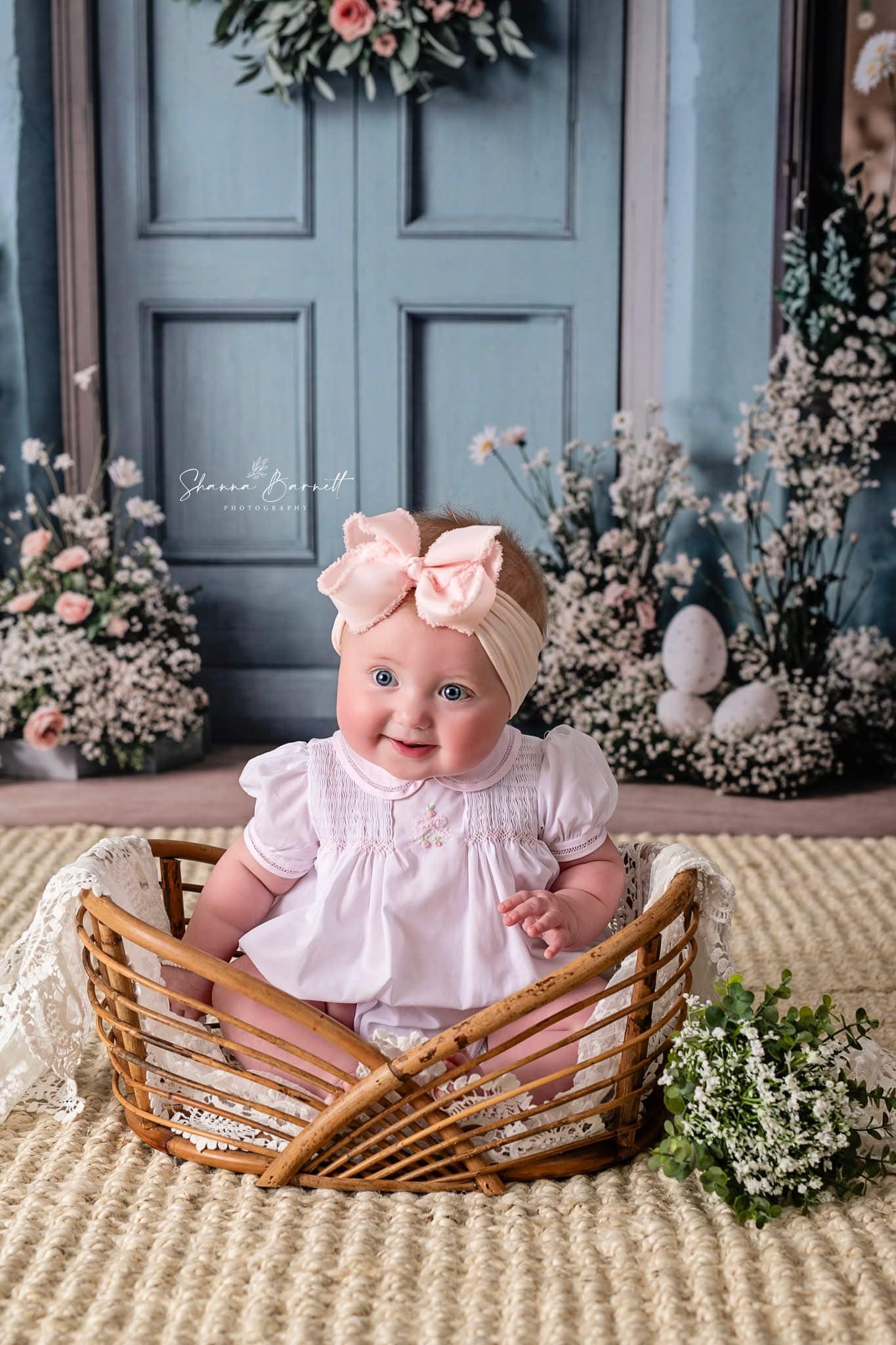 Kate Easter Bunny Wreath Door Backdrop+Abstract Texture Floor Backdrop