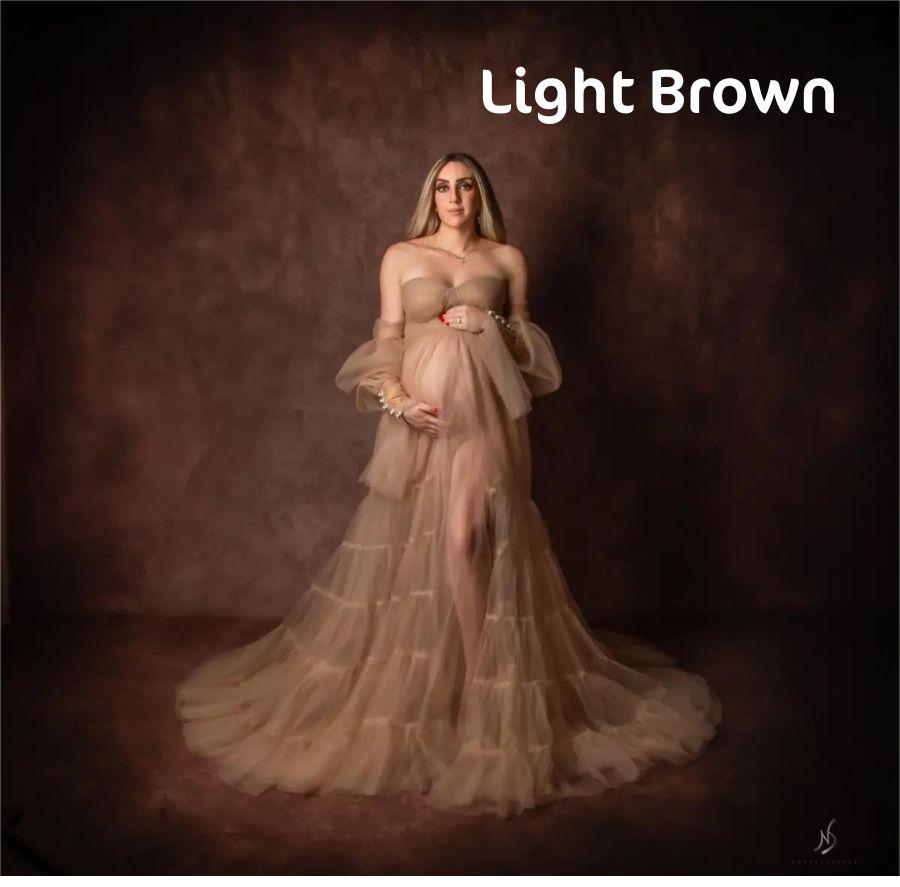 Kate Light Brown Sexy Tulle Maternity Photoshoot Dress