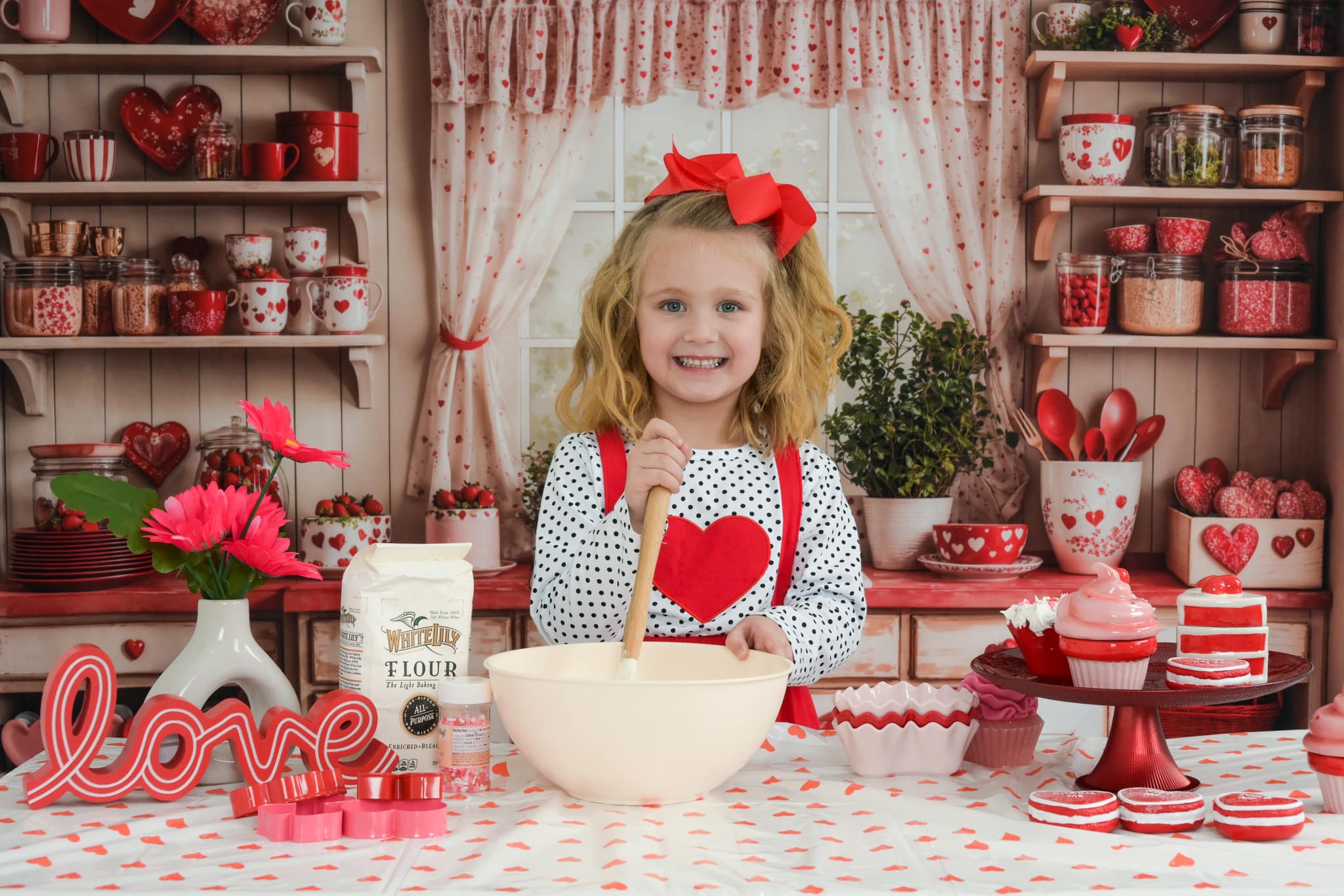 Kate Valentine's Day Kitchen Red Heart Cake Backdrop Designed by Emetselch