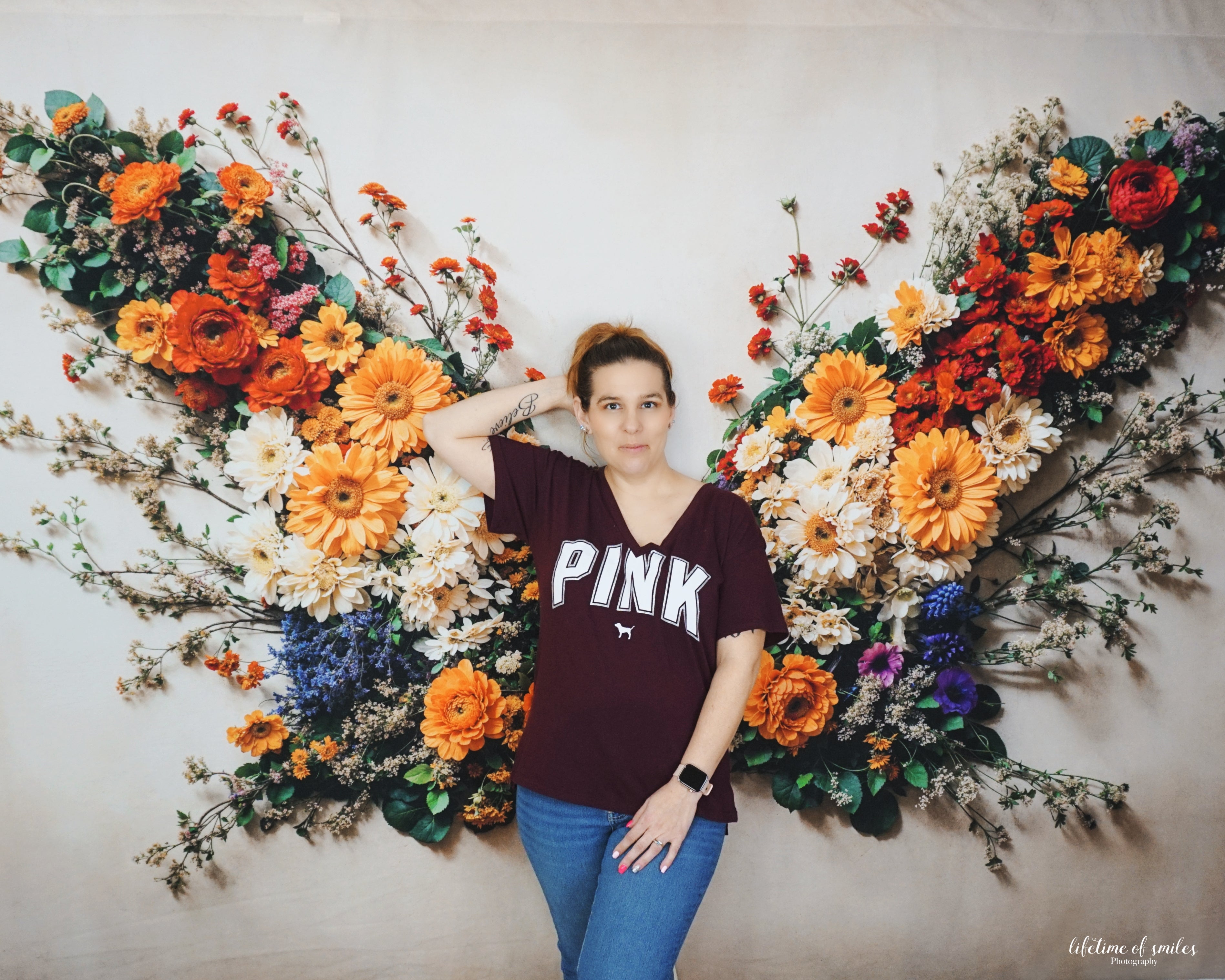 Kate Autumn Flowers Butterfly Baby Backdrop Designed by Chain Photography