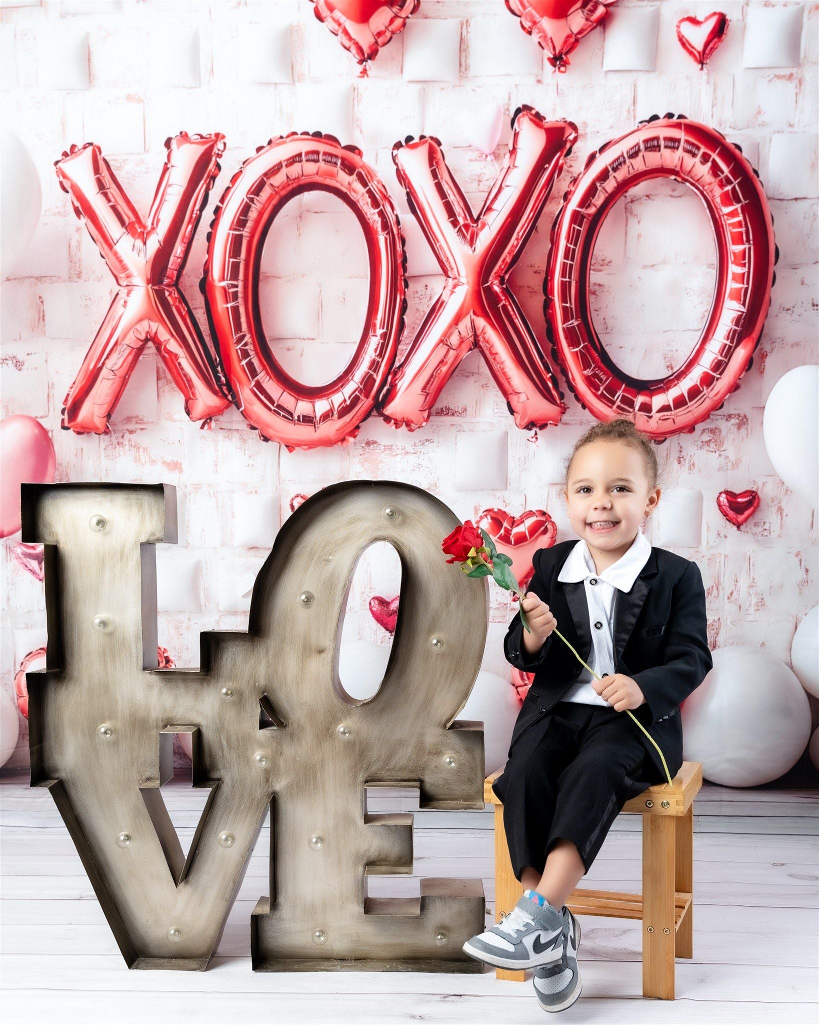 Kate Valentine's Day Pink Heart Balloon Backdrop Designed by Emetselch