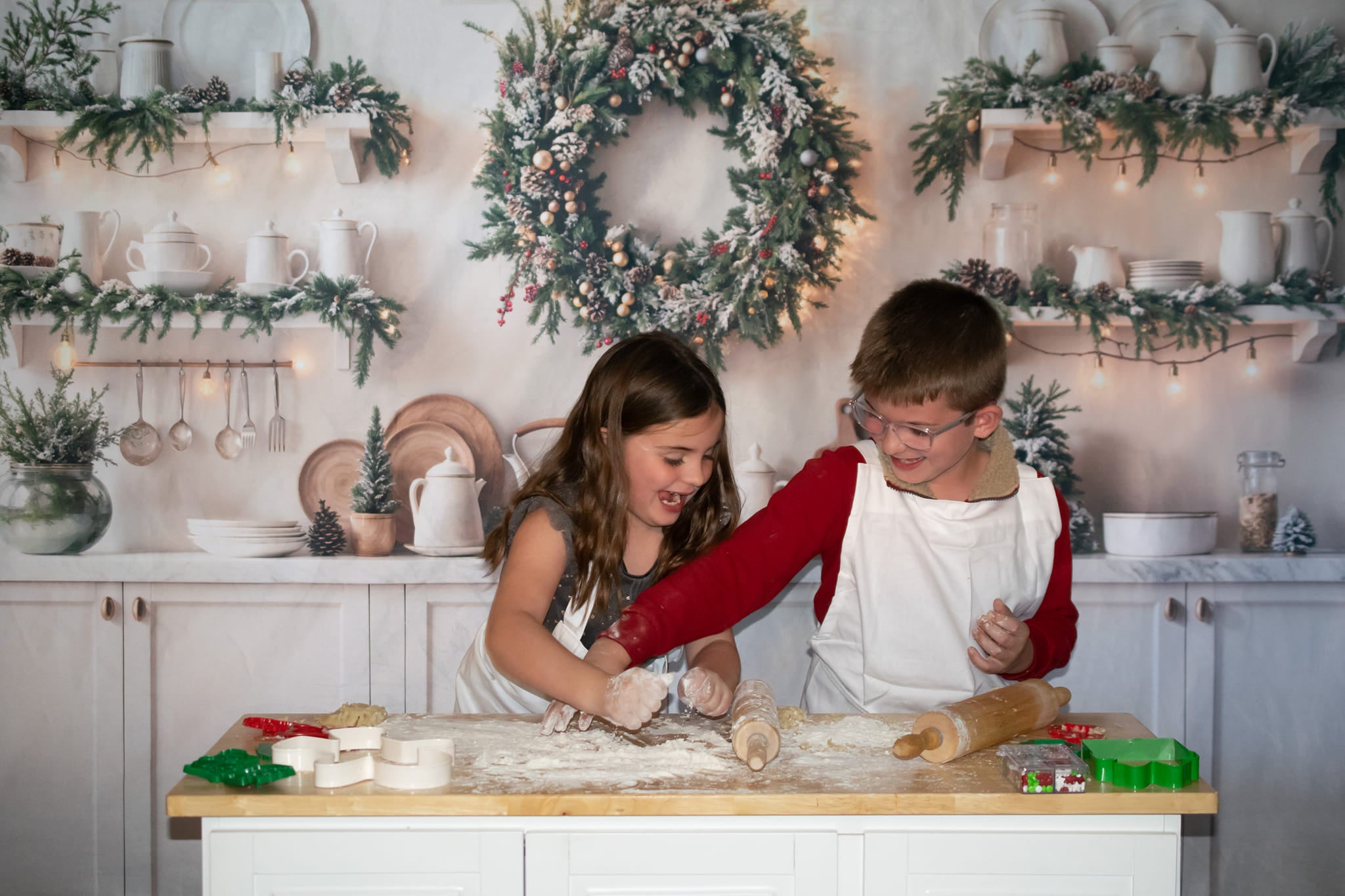 Kate Christmas Kitchen White Cabinets Backdrop Designed by Emetselch