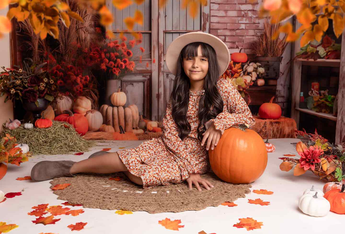 Kate Autumn Pumpkin Wall Backdrop Designed by Emetselch