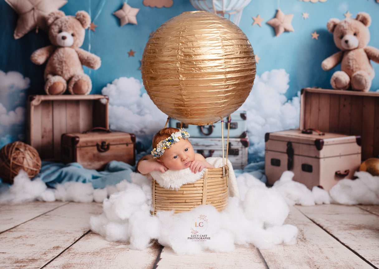 Kate Hot Air Balloon Teddy Bear Backdrop