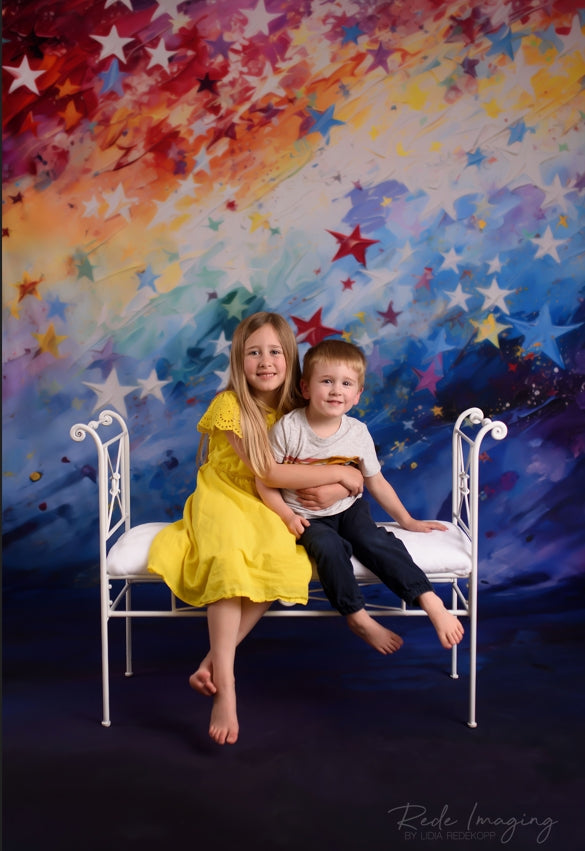 Kate Sweep Painted Rainbow Star Backdrop