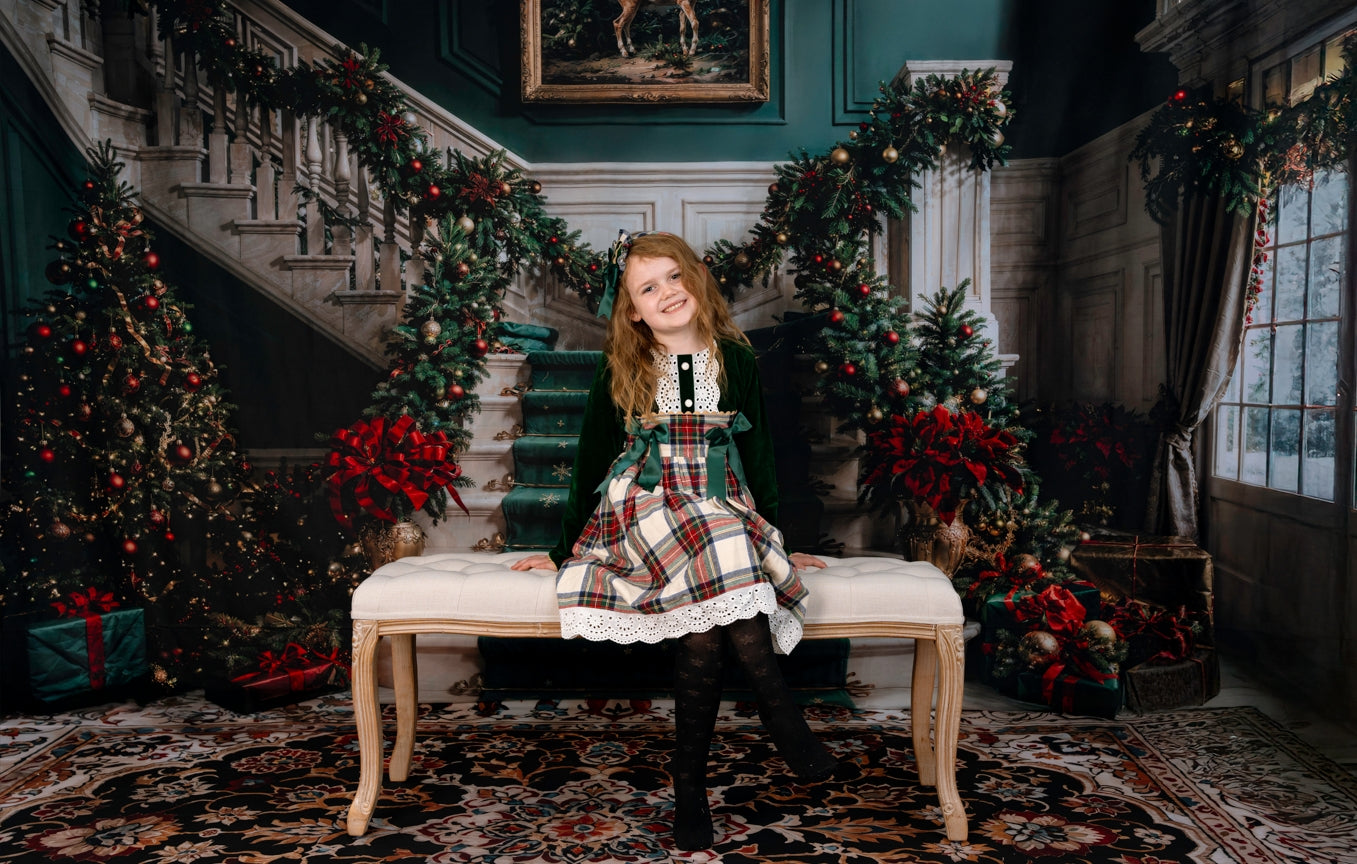 Kate Green Christmas Staircase Backdrop Designed by Chain Photography