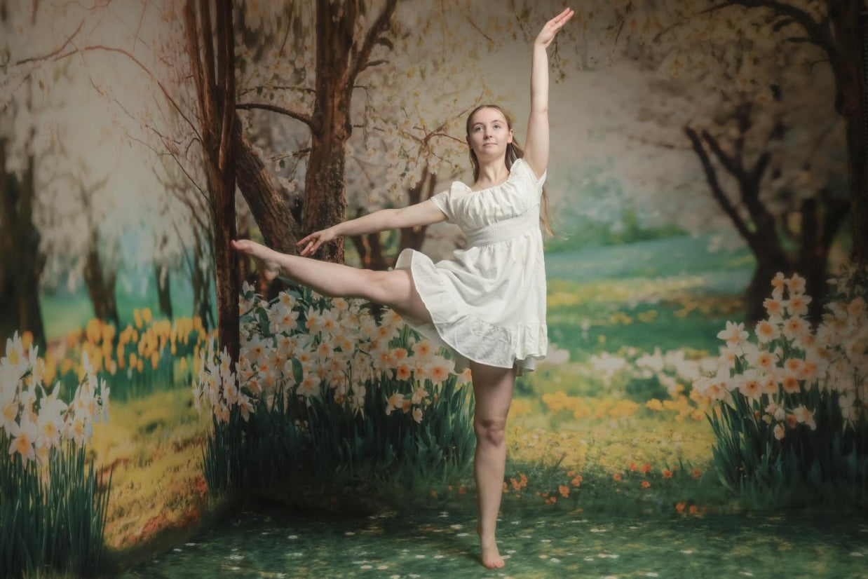 Kate Spring Forest Grass Flowers Backdrop Designed by Emetselch