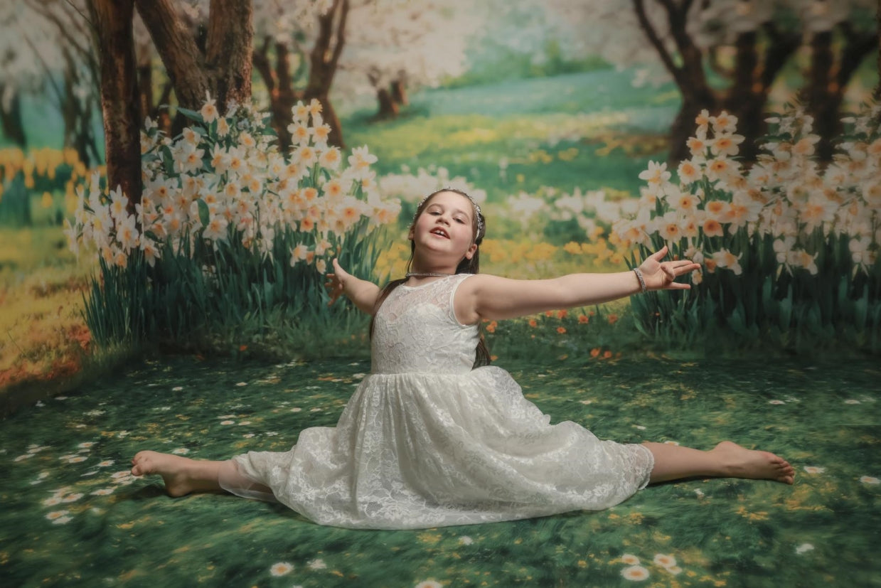 Kate Spring Forest Grass Flowers Backdrop Designed by Emetselch