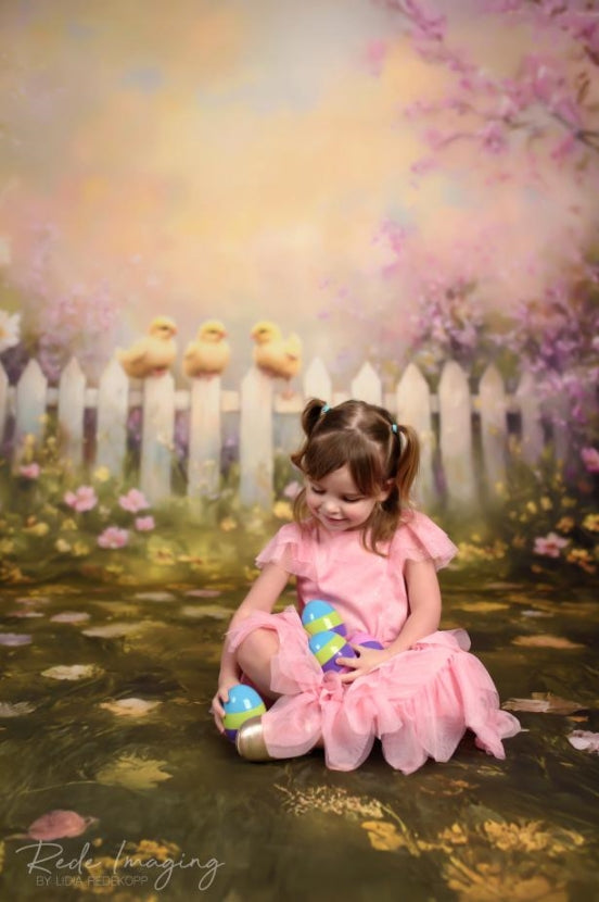 Kate Sweep Spring Chicks Floral Fence Backdrop Designed by Lidia Redekopp