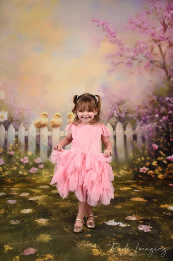 Kate Sweep Spring Chicks Floral Fence Backdrop Designed by Lidia Redekopp