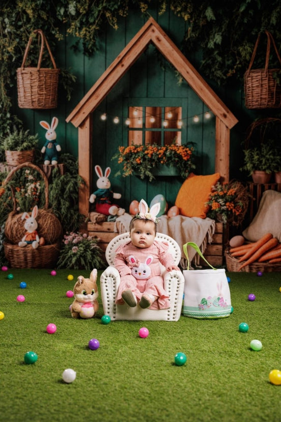 Kate Easter Backdrop Bunny House Basket Blanket Green Designed by Emetselch