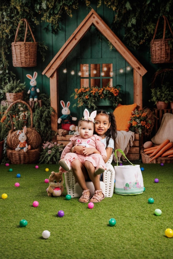 Kate Easter Backdrop Bunny House Basket Blanket Green Designed by Emetselch