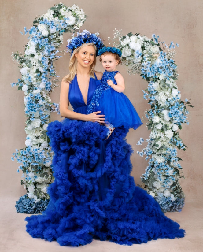 Kate Sapphire Blue Halter Neck Maternity Dress Photoshoot Dress