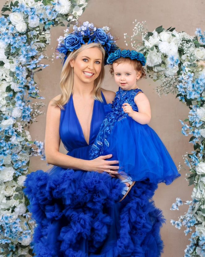 Kate Sapphire Blue Halter Neck Maternity Dress Photoshoot Dress