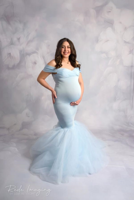 Kate Light Blue Knitted tube top Maternity Photoshoot Dress