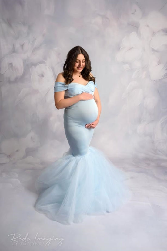 Kate Light Blue Knitted tube top Maternity Photoshoot Dress