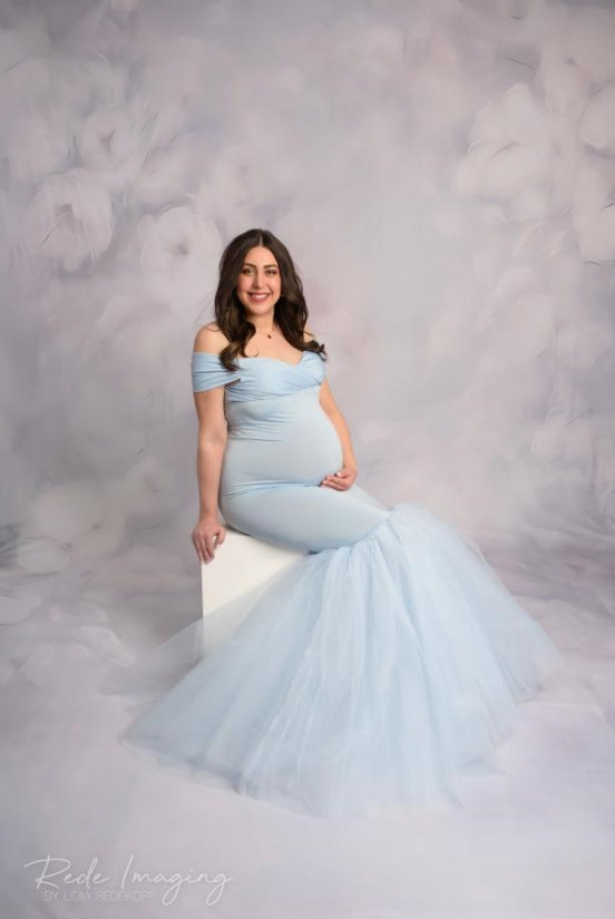 Kate Light Blue Knitted tube top Maternity Photoshoot Dress