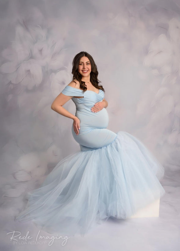 Kate Light Blue Knitted tube top Maternity Photoshoot Dress