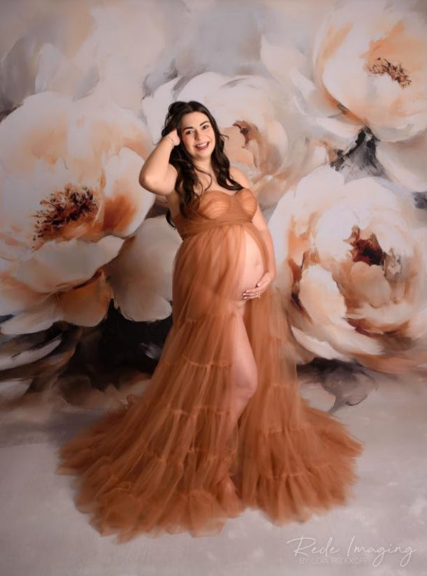 Kate Light Brown Sexy Tulle Maternity Photoshoot Dress