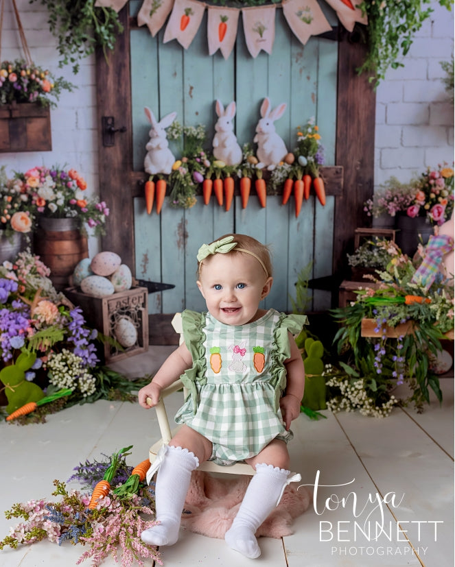 Kate Easter Bunny Carrots Door Wood Backdrop Designed by Emetselch