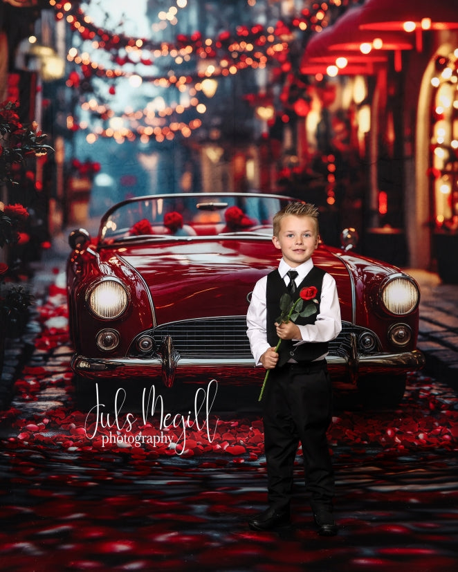 Kate Sweep Valentine Classic Red Car Street Backdrop Designed by Patty Robert