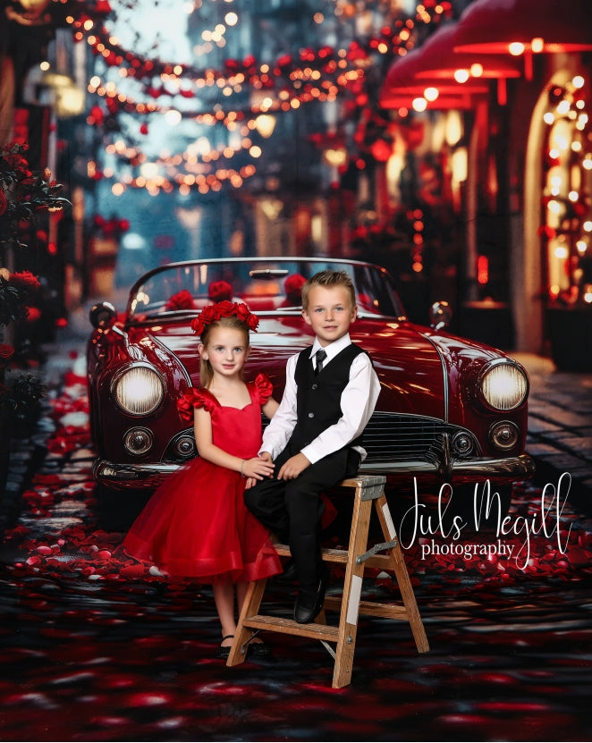 Kate Sweep Valentine Classic Red Car Street Backdrop Designed by Patty Robert