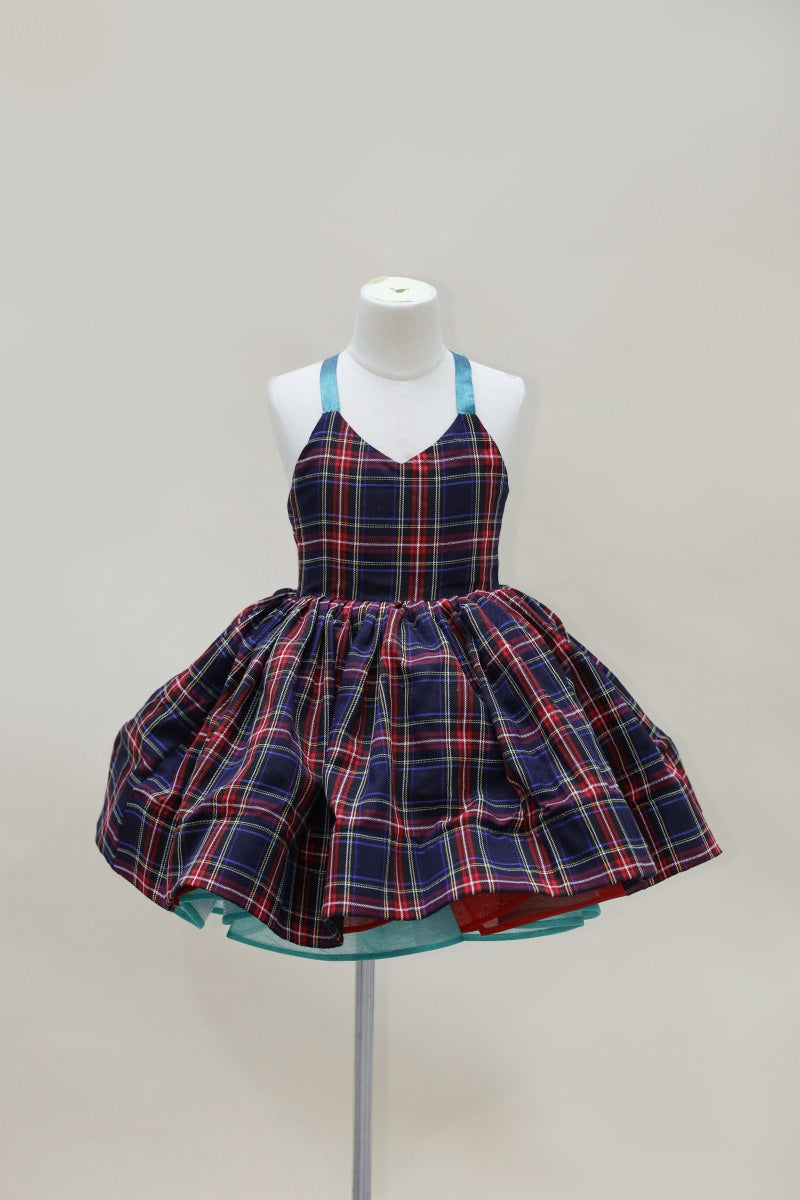 Kate Spring/Summer Plaid Lace-Up Kids Dress for Photography