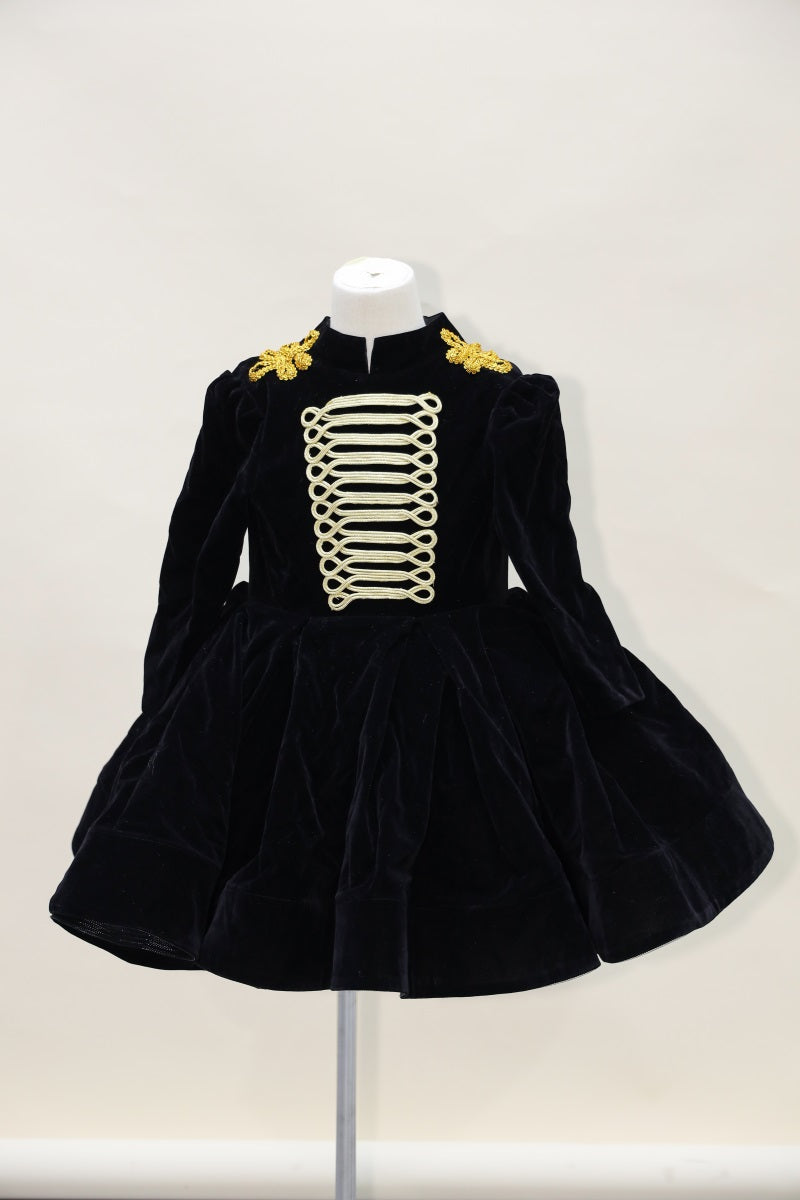 Kate Halloween/Christmas Black Embroidered Long Sleeve Kids Dress for Photography