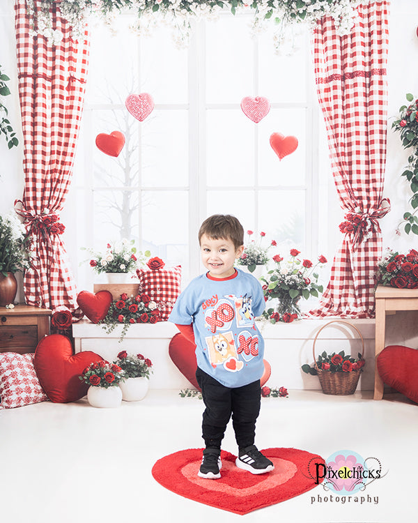 Kate Valentine's Day Window Floral Hearts Backdrop Designed by Emetselch