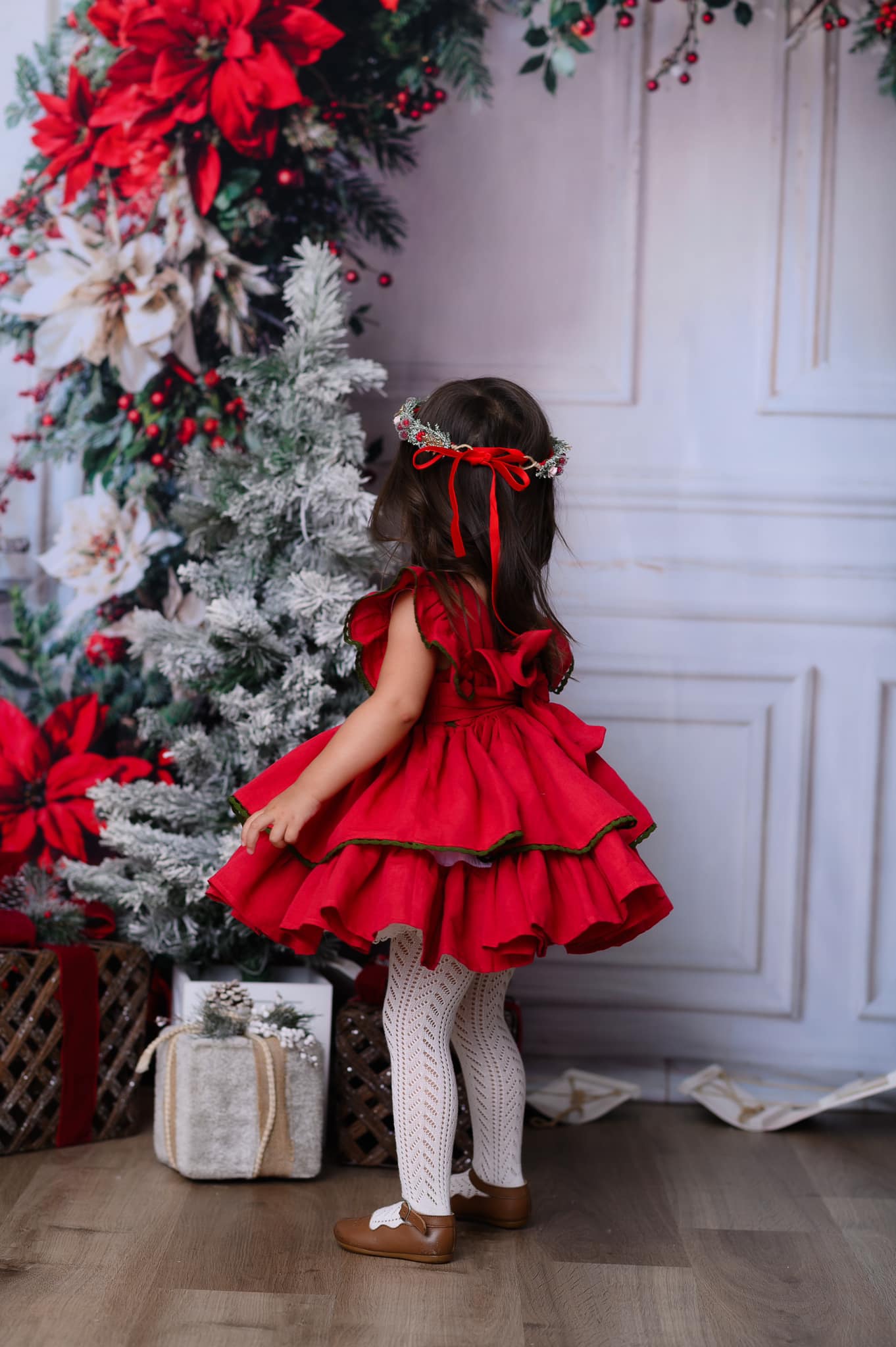 Kate Christmas Flower Arch White Wall Backdrop Designed by Emetselch