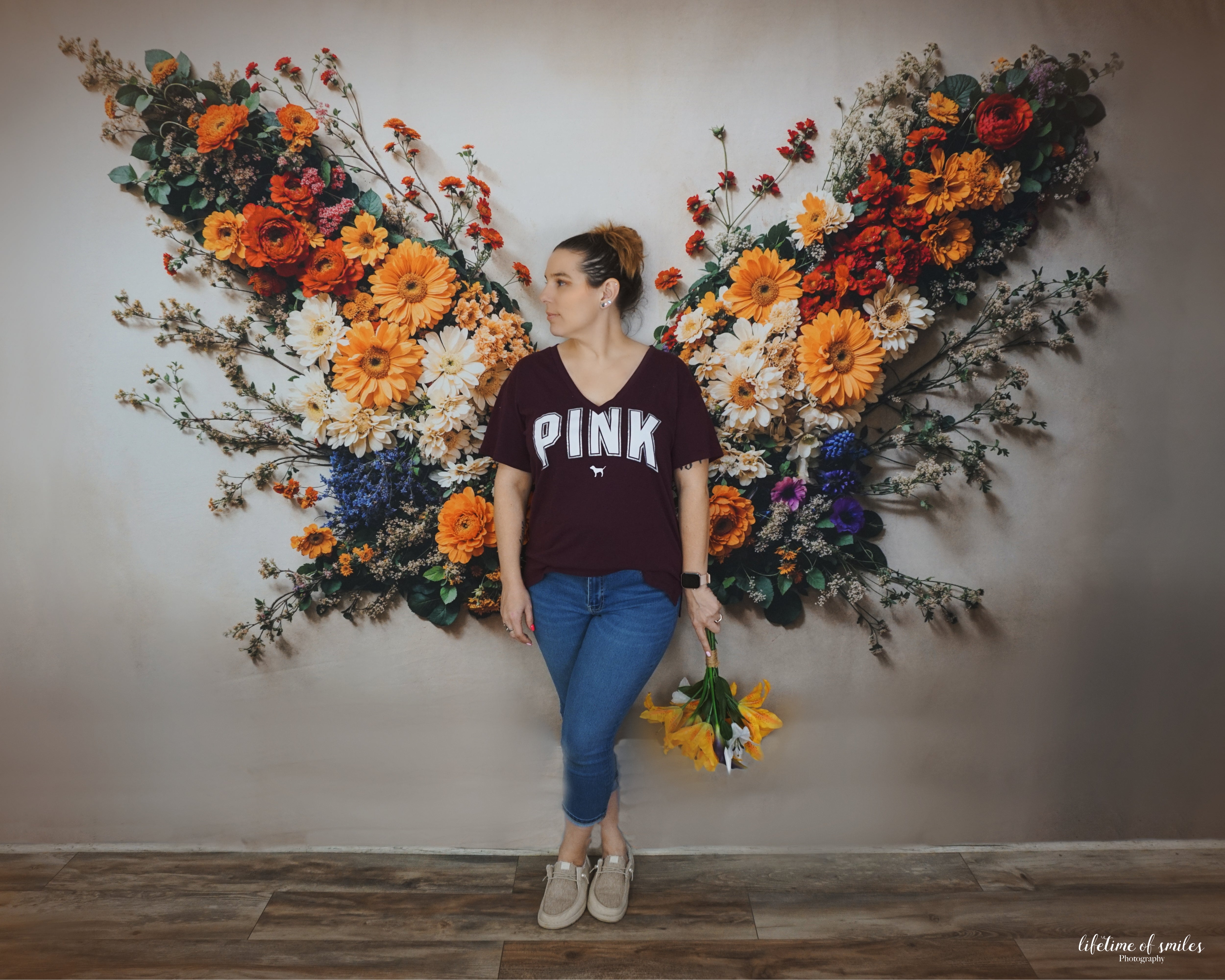 Kate Autumn Flowers Butterfly Baby Backdrop Designed by Chain Photography