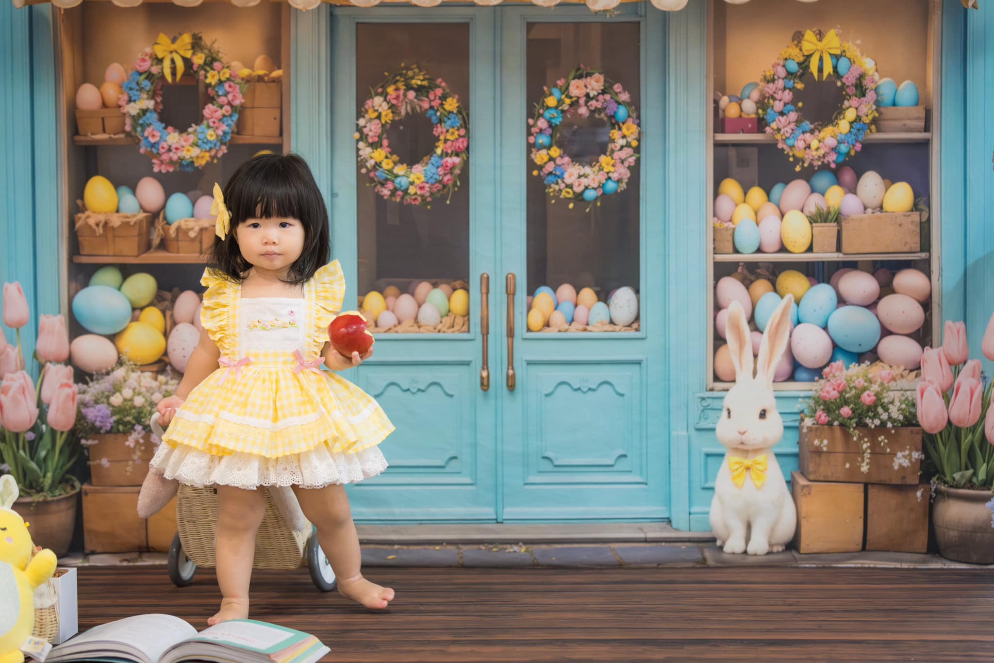 Kate Easter Bunny Floral Eggs Shop Backdrop Designed by Emetselch