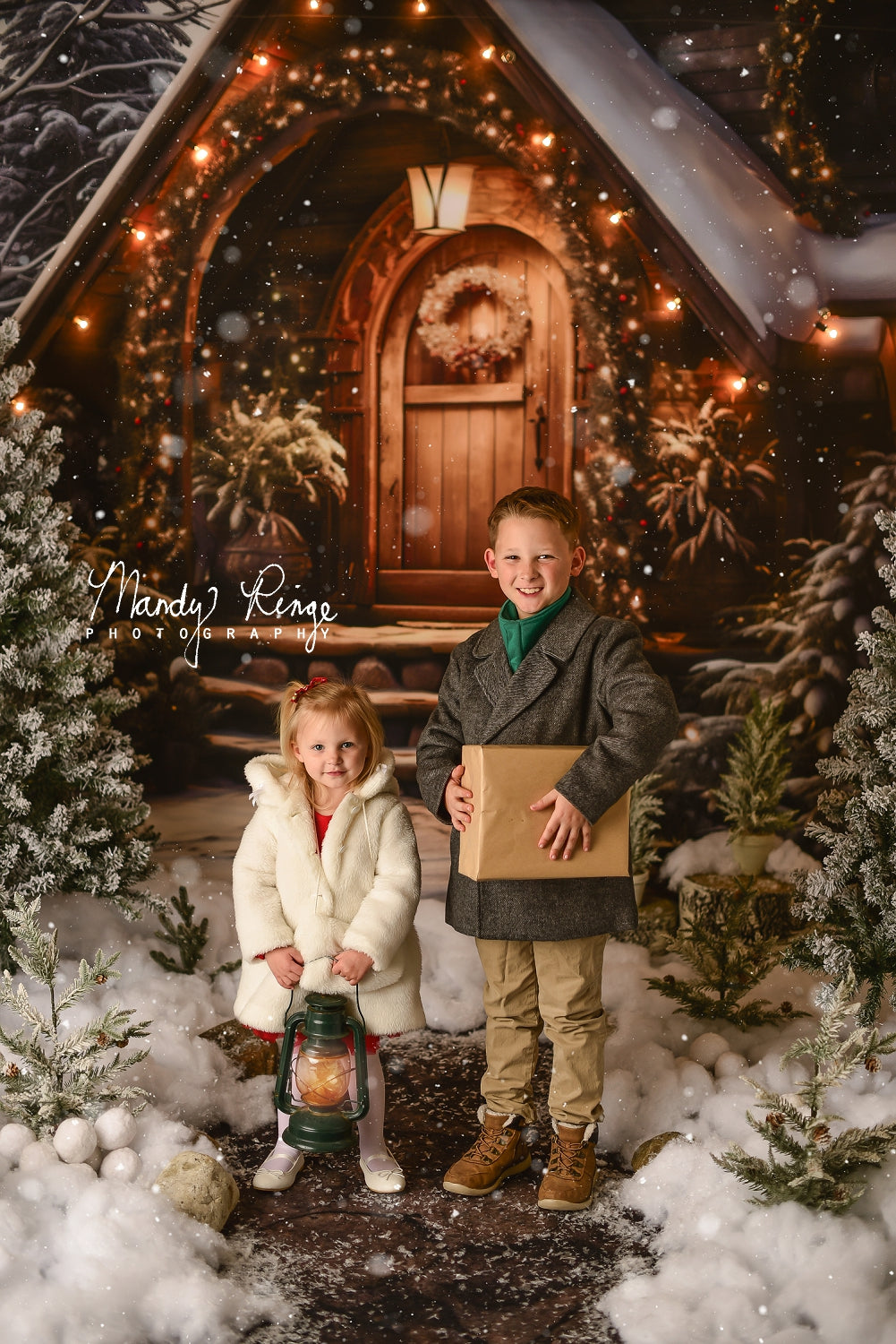 Kate Christmas Wooden House Backdrop Designed by Chain Photography