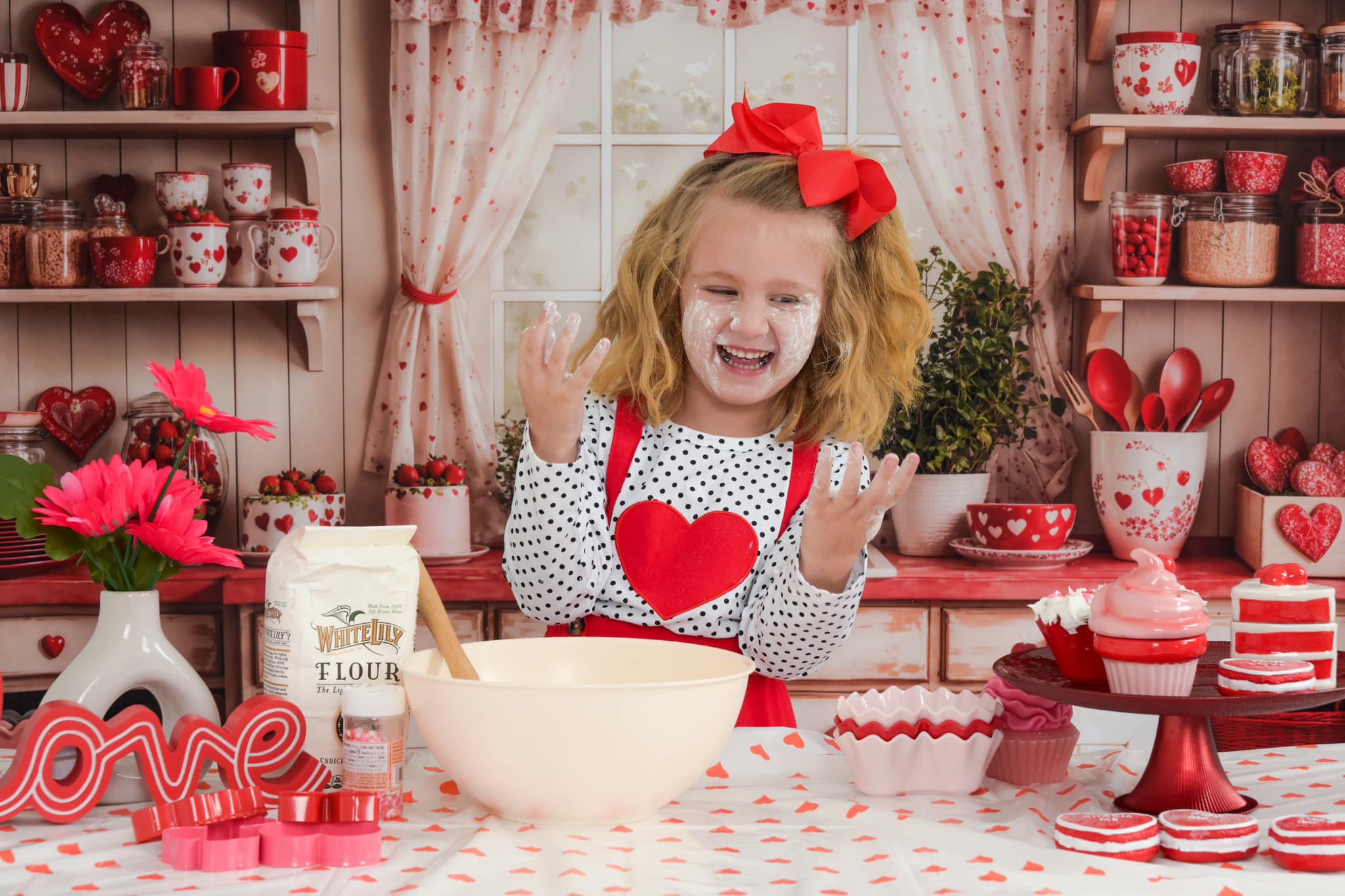 Kate Valentine's Day Kitchen Red Heart Cake Backdrop Designed by Emetselch