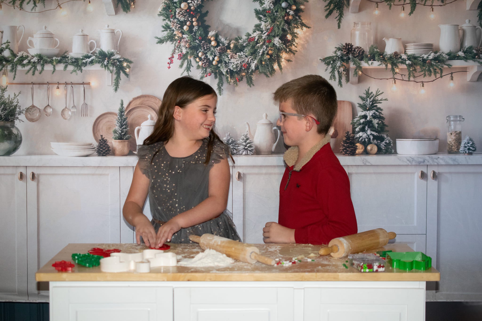 Kate Christmas Kitchen White Cabinets Backdrop Designed by Emetselch