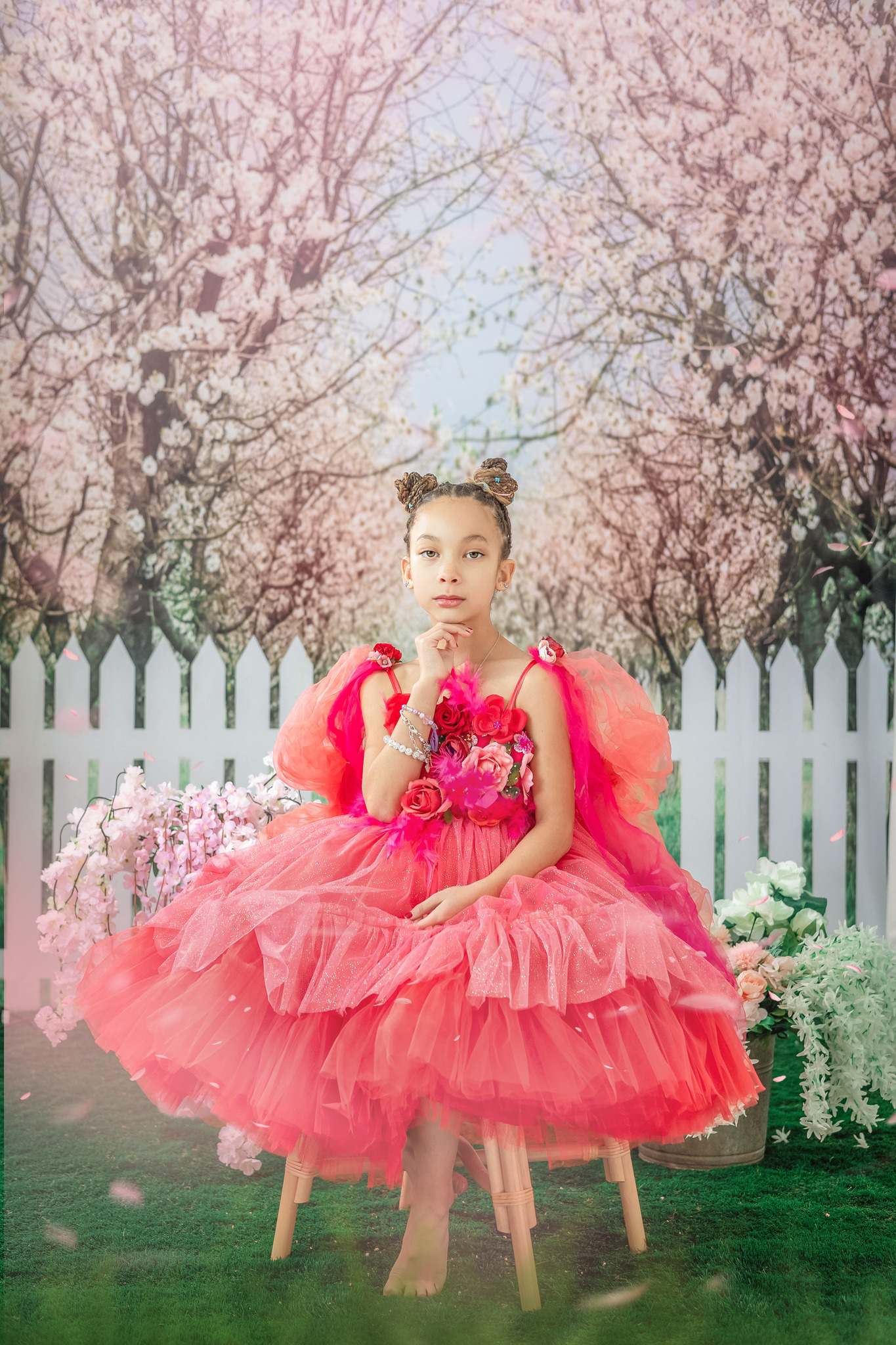 Kate Spring Flower Tree Backdrop Fence Designed by Chain Photography