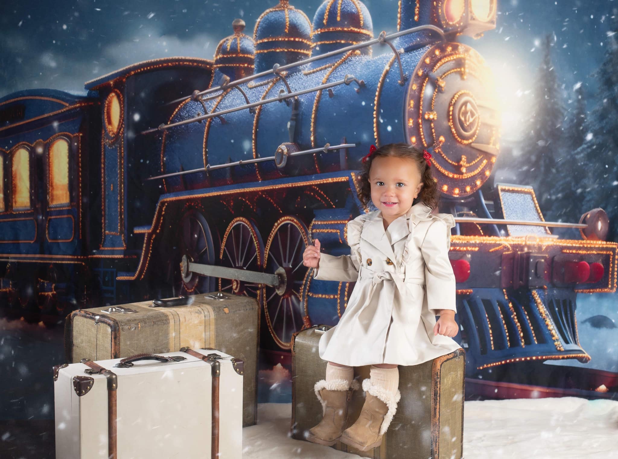 Kate Winter Train Snow Backdrop for Photography