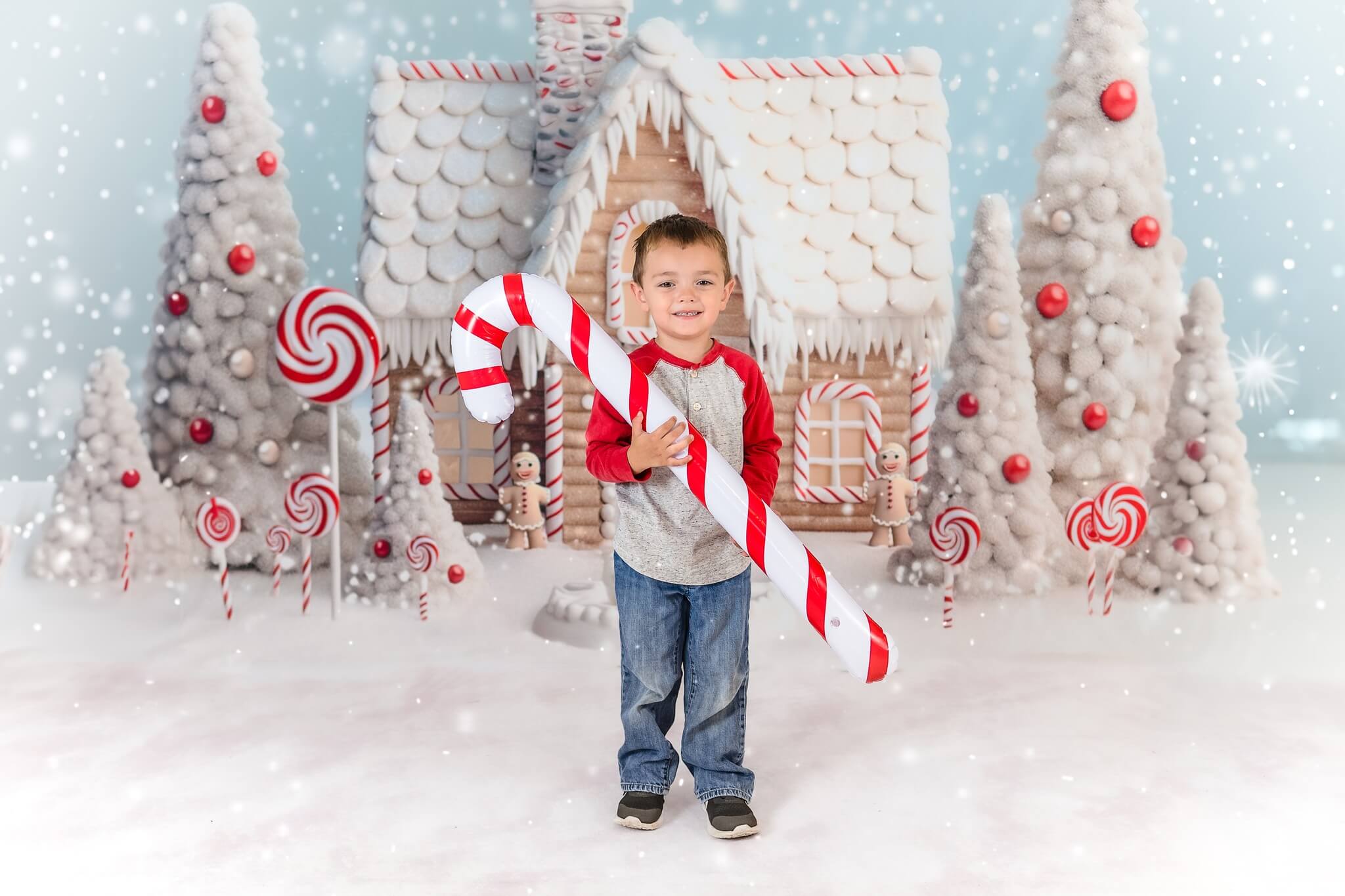 Kate Christmas Candy Backdrop Snow House+White Winter Snow Floor Backdrop for Photography