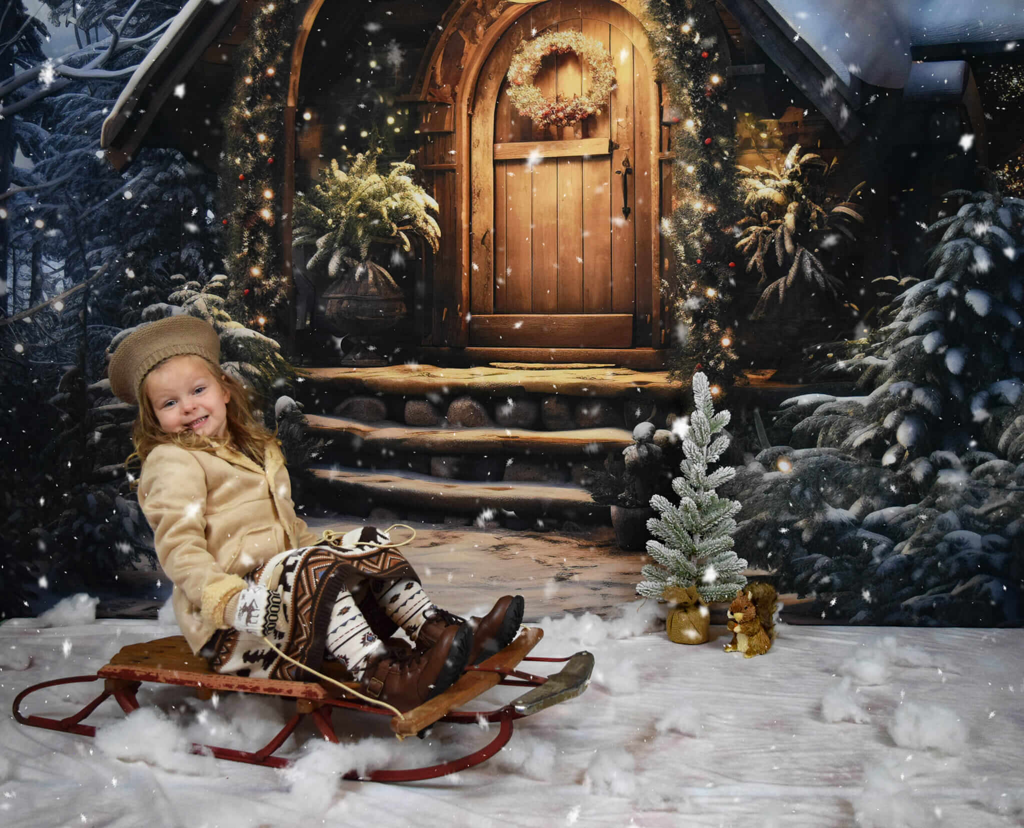 Kate Christmas Wooden House Backdrop Designed by Chain Photography