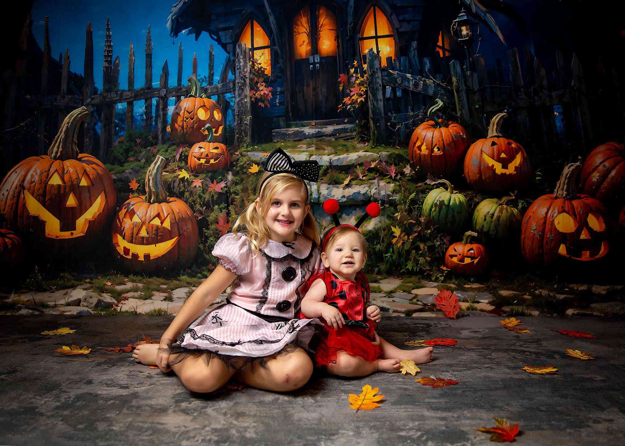 Kate Halloween Pumpkin House Backdrop Designed by Chain Photography