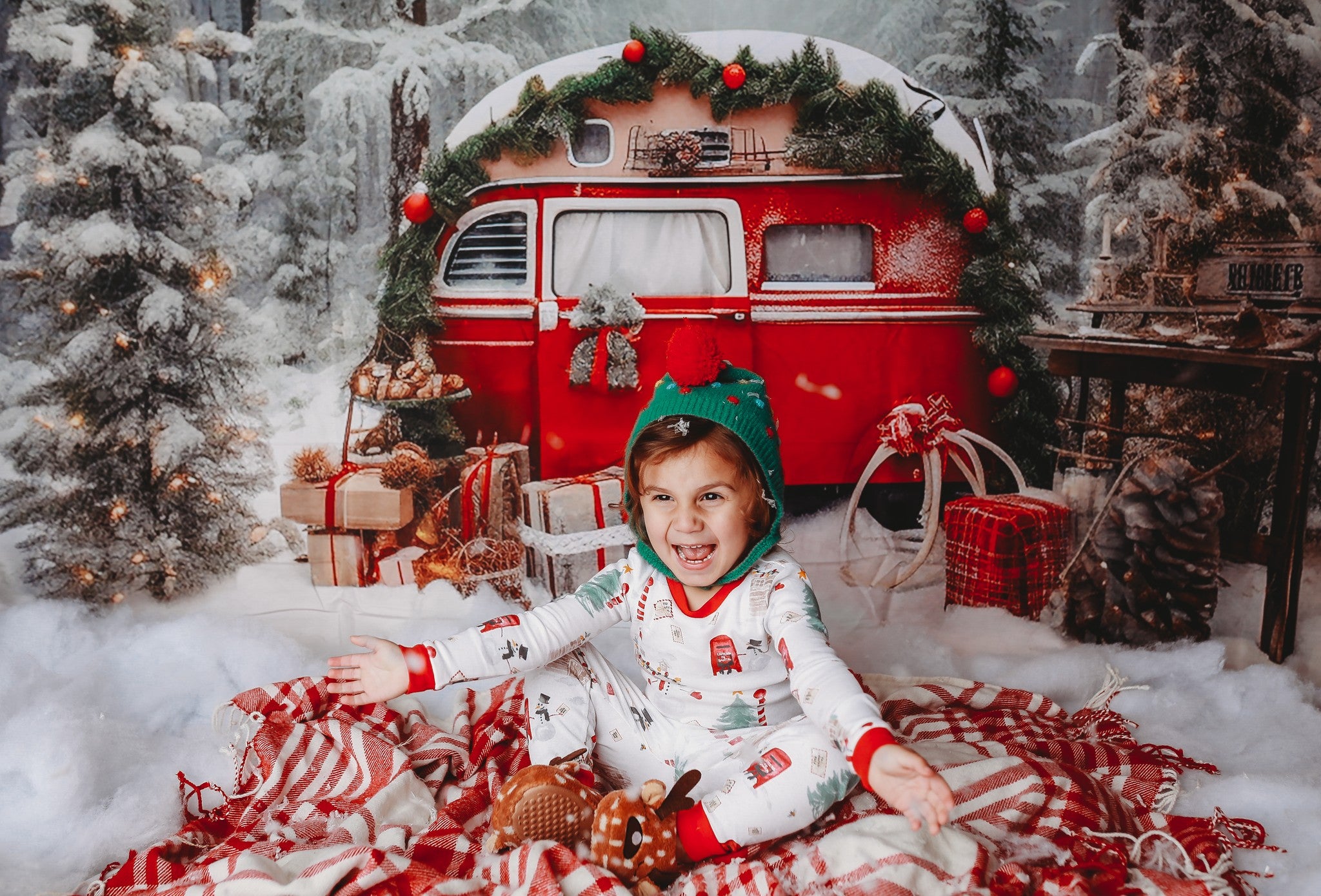 Kate Christmas Outdoor Snow Backdrop Forest for Photography