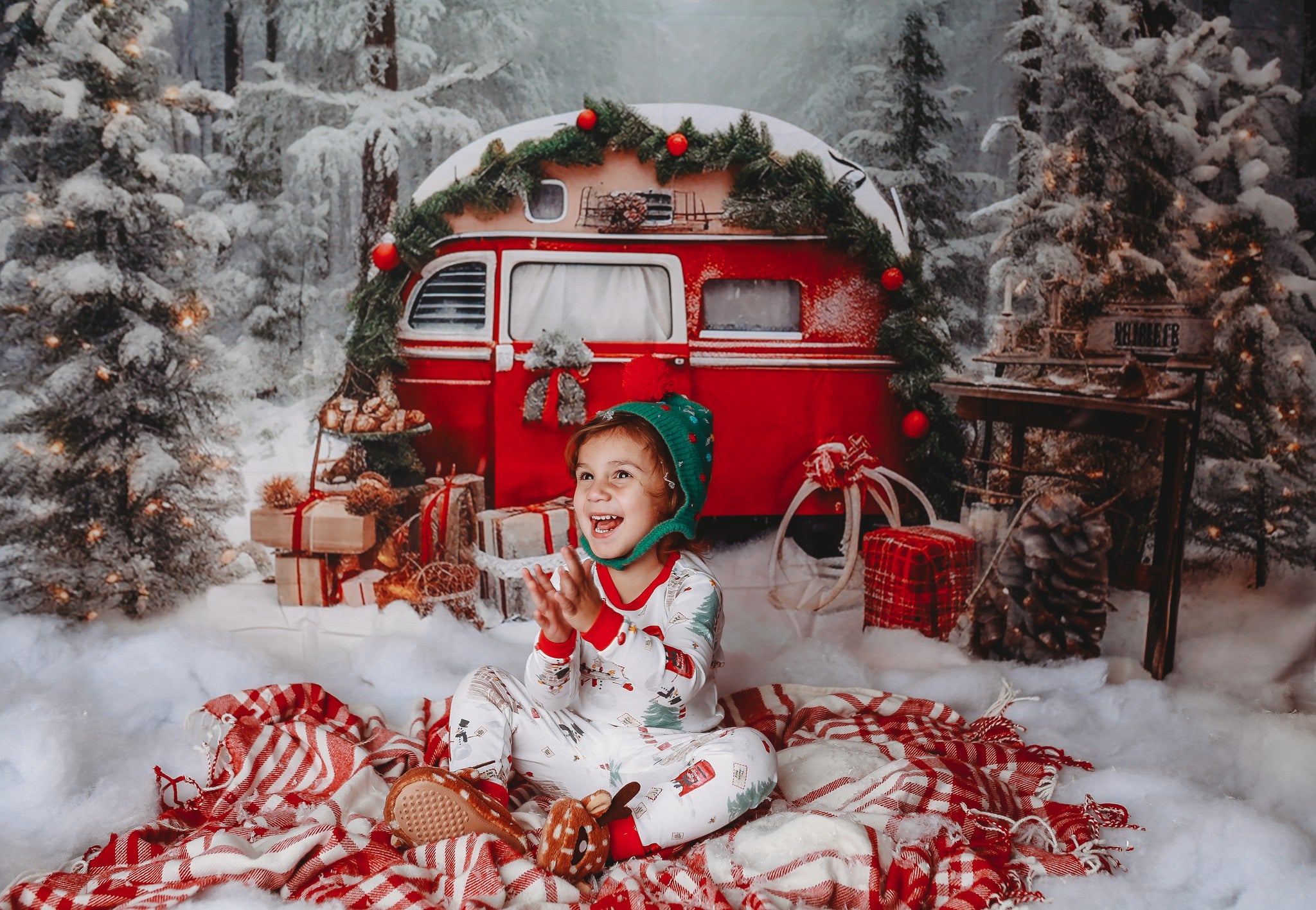 Kate Christmas Outdoor Snow Backdrop Forest for Photography